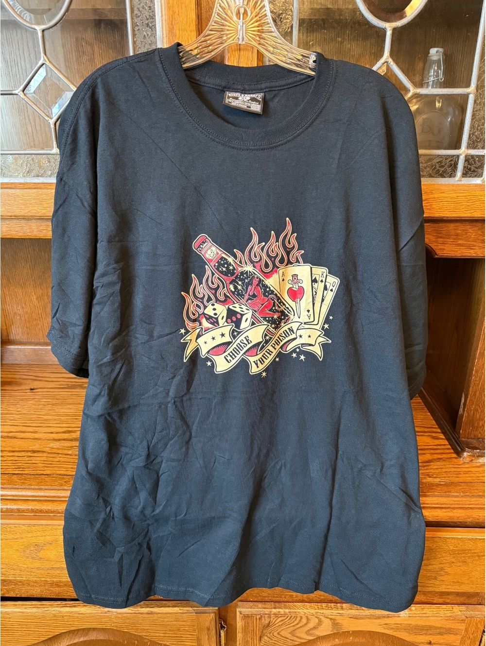 Y2K Steve & Barry's Choose Your Poison Tattoo Flash Devil Pinup Graphic Tee XL